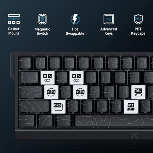 MCHOSE ACE 68 60% Mechanical Gaming Keyboard Wired Rapid Trigger Hall Effect Keyboard Magnetic Switch Adjustable Actuation 8000Hz Polling Rate Custom RGB MAC Laptop(Black Topographic TTC Dragon Lord) - color: 68-Black Dragon Lord