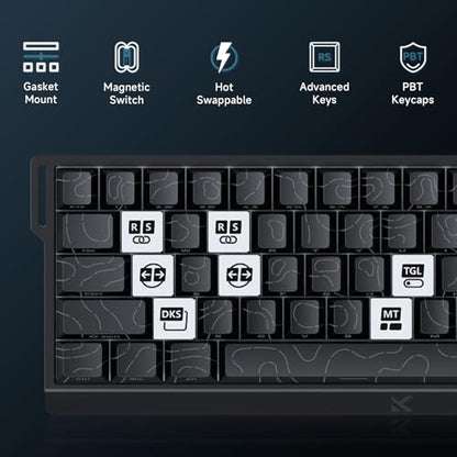 MCHOSE ACE 68 60% Mechanical Gaming Keyboard Wired Rapid Trigger Hall Effect Keyboard Magnetic Switch Adjustable Actuation 8000Hz Polling Rate Custom RGB MAC Laptop(Black Topographic TTC Dragon Lord) - color: 68-Black Dragon Lord