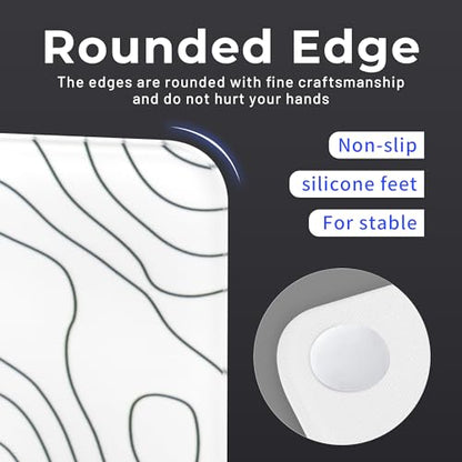 XVX Glass Mousepad for Gaming, White Topographic Hard Gaming Mouse pad, Professional Large Mouse Mat 16.2" x 12.2", Special Glass Surface with Improved Precision and Speed - color: White(Topographic)