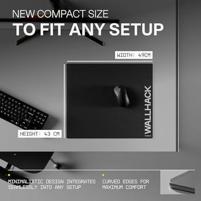 Wallhack SP-004A Glass Gaming Mouse Pad, Medium 15.4x17.7 in, Black | Tempered Glass Mousepad For FPS & Esports, Compact Precision Surface With Smooth Tracking & Non-Slip 60A Silicone Base - color: SP-004A Compact | Black