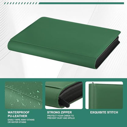 16 Pocket Toploader Binder,Holds 640 TopLoaders (16Dark Green) | Top Loader Binder for 3" x 4"Rigid Cards,Sleeves Card Collection Binder,20 Double Sided Pages with Trading & Sports Holder - color: 16Dark Green