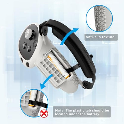 Controller Grips Cover Compatible with Meta Quest 3S/Quest 3 Accessories, Hand Strap with Battery Opening, Knuckle Straps with Widen and Thicken Sponge(Not for Charging Dock) (White-Gray) - color: White-gray