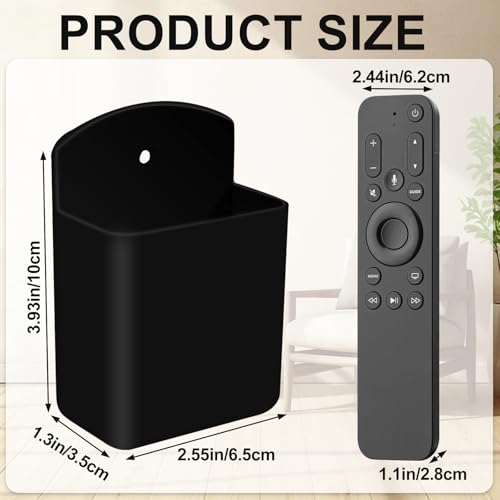 2 PCS Self Adhesive Remote Holder Wall Mount Control Holders | Small Wall Mounted TV Remote Bracket Air Conditioner and Pen Organizers and Accessories for Home Office School (Black) - color: Black