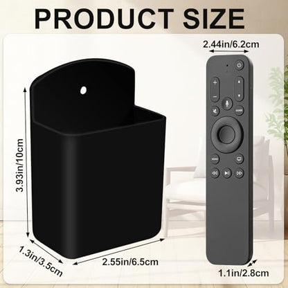 2 PCS Self Adhesive Remote Holder Wall Mount Control Holders | Small Wall Mounted TV Remote Bracket Air Conditioner and Pen Organizers and Accessories for Home Office School (Black) - color: Black