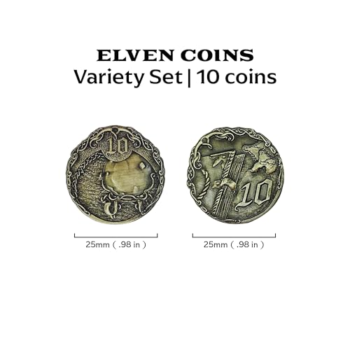 Norse Foundry Adventure Coins - A Set of 10 Metal Plated Novelty Coins in Elven Style - Perfect for Any Roleplaying Game (RPG) or LARP Session - style: Elven