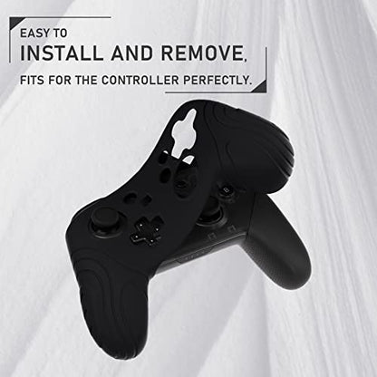 PlayVital Samurai Edition Ergonomic Silicone Skin Protective Case for Nintendo Switch Pro Controller, Soft Anti-slip Controller Grip Protector for Nintendo Switch Pro with Thumb Grip Caps - Black - color: Black