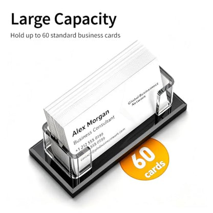Acrylic Business Card Holder, Black, Clear Horizontal 1 Slot Desktop Organizer, 60 Card Capacity, Display Stand for Desk (M) - size: M