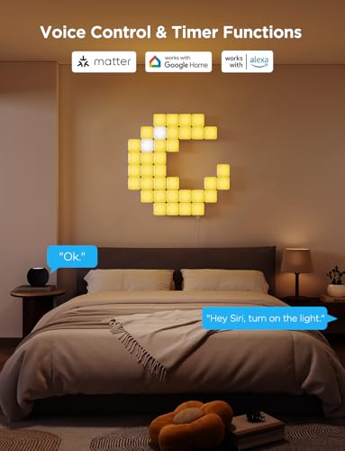 Govee Mini Panel Lights, RGBIC Wall Lights, Smart LED Wall Panels | Works with Matter, Alexa, Google Assistant, Sync with Music, DIY Gaming Light for Home Decor, Office, Bedroom, 20 Pcs