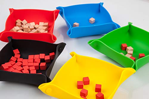 Collapsible Board Game Storage Bowls, Portable Folding Tray Accessory Holds Tabletop Bits, Components, Pieces, Dices for Classic & Modern Gaming, RPG Roleplaying (Basic Color) - color: Basic Color