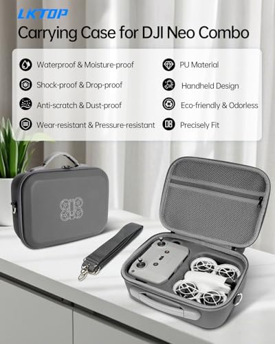 Carrying Case for DJI Neo Fly More Combo,PU Leather Shoulder Bag | Waterproof Storage Bag with Adjustable Strap for DJI Neo Drone, RC-N3/N2 Remote Controller, Battery, Charging Hub