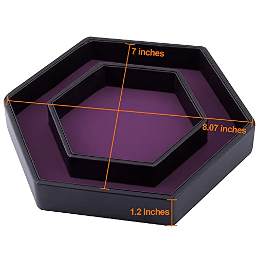 SIQUK Dice Tray with Lid Hexagon Dice Rolling Tray Dice Holder for Dice Games Like RPG, DND and Other Table Games, Purple - color: Purple