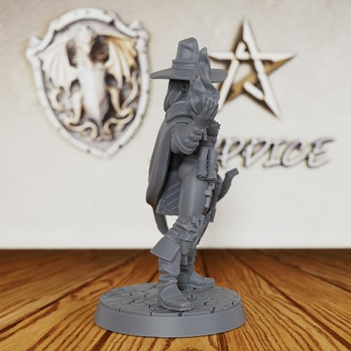 AUSPDICE Gothic Monster Stalker DND Miniatures, 32mm Vampire Hunter-AS537 | Unpainted Human Mage Figurine with Crossbow for Dungeons and Dragons, Tabletop Gaming, TTRPG and Gothic RPG Adventures