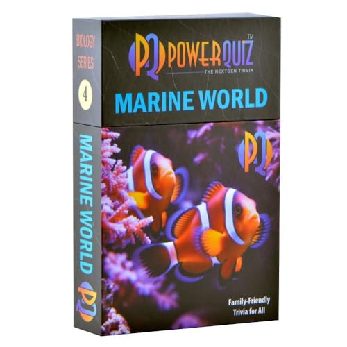 Marine World Biology Trivia Game for Kids & Adults | 200 Questions, 5 Difficulty levels Beginner to Expert, Fun facts, Explanations, Premium matte cards, Hard storage box - style: Marine World