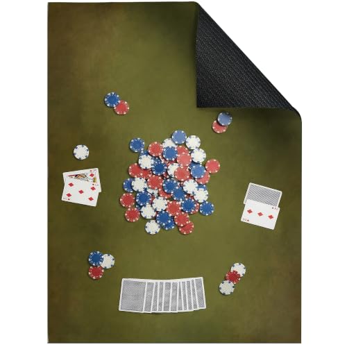 Board Game Mat for Table 31 x 55 Inches, Waterproof Neoprene Gaming Playmat for Mahjong, Poker, Board Games, Card Games, Tile Games, Dominoes & RPG–Large Portable Table Cover (Dark Green) - color: Dark Green, size: 31" x 55"