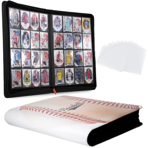 Premium 16-Pocket Sports Trading Card Binder with 100 Card Sleeves | Holds up to 1024 Cards, Zippered Collector Album Featuring Side Loading Pages for Baseball, Football & Basketball Cards - color: Baseball, size: 16-Pocket