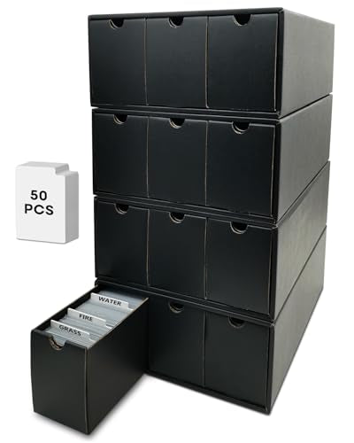 Trading Card Storage Box, Collector Cardboard Card Box with 50 Dividers for MTG TCG Magic Baseball Sports Cards Collection, 12 Drawers