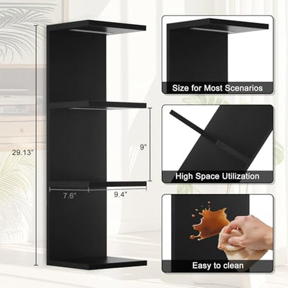 4 Tier LED Wall Shelf, Black | Modern Floating Shelves for Makeup Vanity, Bedroom,Living Room ,Easy Install Cosmetic & Display Lack - color: 4l-black
