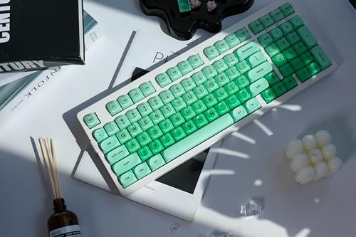 ZORNHER ZH980 Foundation Mechanical Keyboard,95% Green Creamy Keyboard with Number Pad,Girly Gaming Keyboard Full Size,Cute Jelly MOA Round Translucent Clear Keycaps,Creamy Sounding Linear Switches - color: Green Foundation, size: Creamy Switch