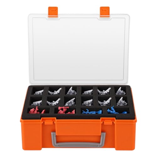 Madcat Miniature Storage Carrying Figure Case - 32 Slot Figurine Minature Carrying Case with 2 Foam Layer for Miniatures Compatible with 40k, DND & More (orange) - color: orange