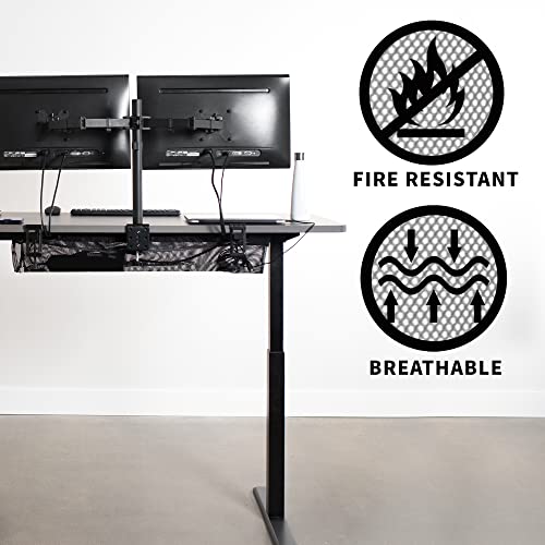 VIVO No Drill Clamp-on 36 inch Mesh Net Under Desk Cable Management Wire Organizer, Adjustable Home Office Standing Desk Cord Storage Sleeve, Black, DESK-AC36MH - size: 36"