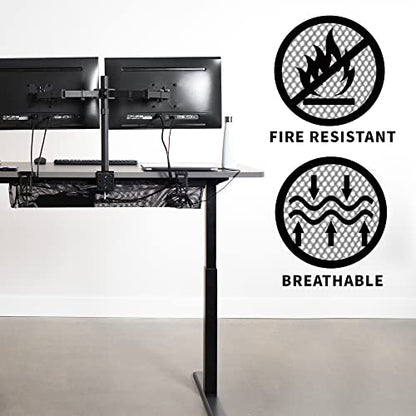 VIVO No Drill Clamp-on 36 inch Mesh Net Under Desk Cable Management Wire Organizer, Adjustable Home Office Standing Desk Cord Storage Sleeve, Black, DESK-AC36MH - size: 36"