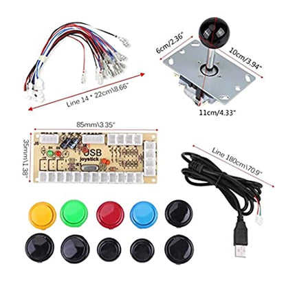 allesoky Build Your Own Arcade Gaming System with 1 Player DIY Kit - Joystick and Button Kit for MAME PC Cabinet Build - Compatible Accessories Included