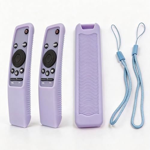 2 Pack Protective Silicone Remote Case Cover Compatible with Samsung Smart TV Remote BN59 Series, Anti-Slip Shockproof Sleeve Skin (Glow Purple) - color: Glow Purple