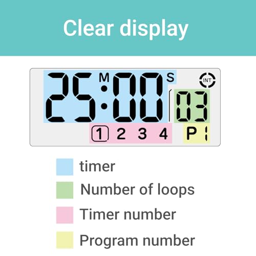 dretec My Routine Learning Timer, Timer, Countdown, Silence, Volume Switching Function, Up to 199 Minutes and 55 Seconds, Repeat, Interval Timer, Study Timer, Clock Function, Multiple Timer Settings, - color: 02.blue, style: Interval Timer