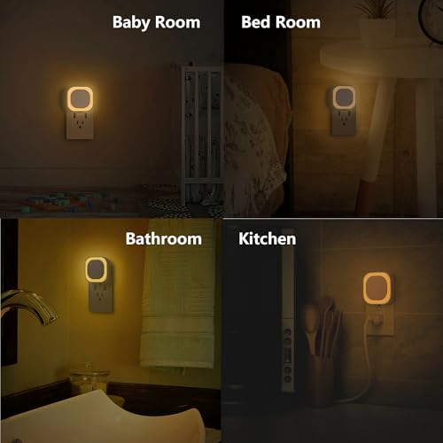 2 Pack Plug in Dimmable Night Light, Auto Dusk to Dawn Sensor, Soft Golden Yellow Light for Bathroom, Hallway, Stairs, Kitchen, Bedroom, as Mother or Father Gifts - color: Golden Yellow
