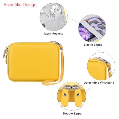 Elonbo Carrying Case for G350/ RG35XX Pro/ RG40XXV/ RG406V/ RG405V Retro Handheld Game Console, GiipGoop/ Voacle/ Anbernic Video Gaming Console Travel Storage Bag, Linux System Games Holder, Yellow - color: Yellow