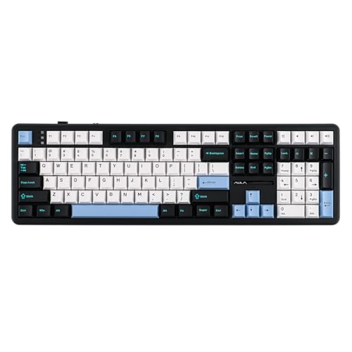 EPOMAKER Aula F108 Wireless Gaming Keyboard, Full Size Mechanical Keyboard with 4000mAh Battery, 108 Hot-Swappable and Programmable Keys, RGB Backlight, for Mac/PC/Android (Blue&White&Black) - color: Blue&White&Black