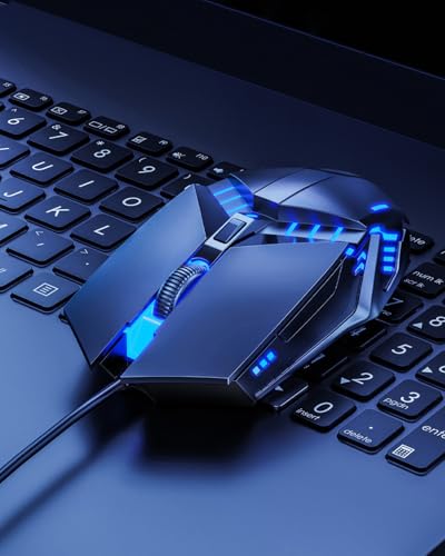 Wired Gaming Mouse, 3-Level DPI Optical Ergonomic Mouse Gamer, RGB Breathing Light USB Mouse Gaming for PC Laptop Office Game, Black