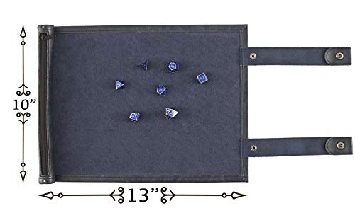 Forged Dice Co Scroll Dice Tray and Rolling Mat with Zippered Dice Holder - Storage Pouch Holds up to 14 Metal or Plastic Polyhedral Dice - Compatible with DND and Dungeons & Dragons Game Dice - color: Blue