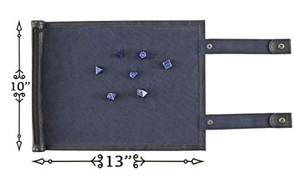 Forged Dice Co Scroll Dice Tray and Rolling Mat with Zippered Dice Holder - Storage Pouch Holds up to 14 Metal or Plastic Polyhedral Dice - Compatible with DND and Dungeons & Dragons Game Dice - color: Blue