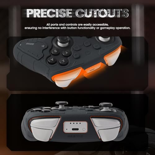 GesTac Silicone Case Compatible with Switch 2 Pro Controller, Protective Cover Skin, Tactical Anti-Slip Grip Cover, Shockproof Soft Silicone Sleeve, Sweat-Resistant, 3D Texture – Black