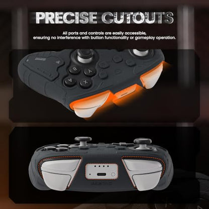 GesTac Silicone Case Compatible with Switch 2 Pro Controller, Protective Cover Skin, Tactical Anti-Slip Grip Cover, Shockproof Soft Silicone Sleeve, Sweat-Resistant, 3D Texture – Black