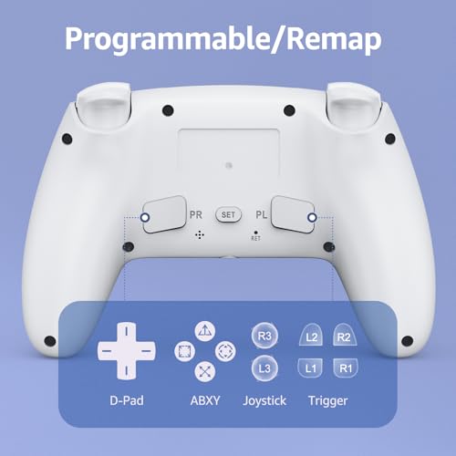 IWGAME RGB Wireless Controller for PS-5/PC, Hall Effect Joysticks & Triggers Gamepad with Programmable/Remap/Turbo Functions, 3.5MM Audio Jack, 6-Axis Motion Control,Dual Vibration(Blue) - color: White