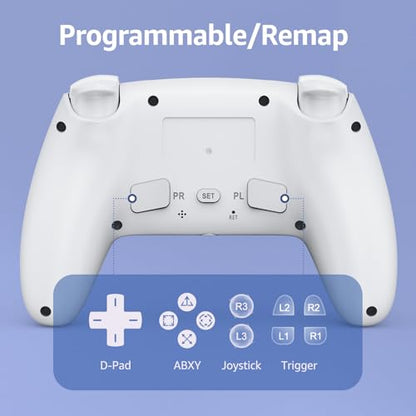 IWGAME RGB Wireless Controller for PS-5/PC, Hall Effect Joysticks & Triggers Gamepad with Programmable/Remap/Turbo Functions, 3.5MM Audio Jack, 6-Axis Motion Control,Dual Vibration(Blue) - color: White