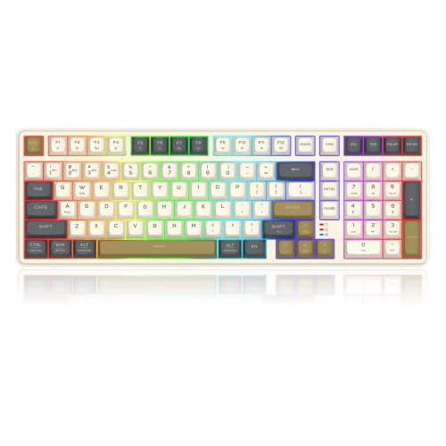 Redragon K528 Wireless Gaming Keyboard Bluetooth Computer Keyboards Creamy Cute with Number Pad RGB Backlit Tri-Mode BT/2.4GHz/USB-C, 4000mAh Battery for Win/MAC- Dusty Olive - color: Dusty Olive