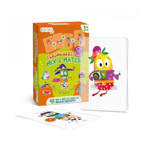 Kidrox Mix & Match Character Building Flash Cards, Transparent Layerable Learning Cards, 45 Pack - style: Mix & Match