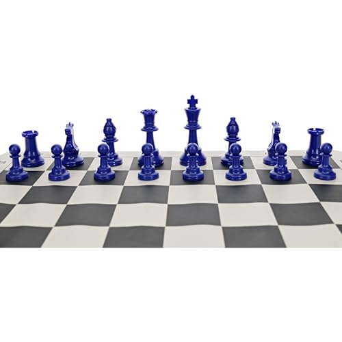 WE Games Color Bright Plastic Staunton Tournament Chess Pieces with 3.75 in. King - Half Chess Set of Chess Pieces Only, Blue - color: Blue