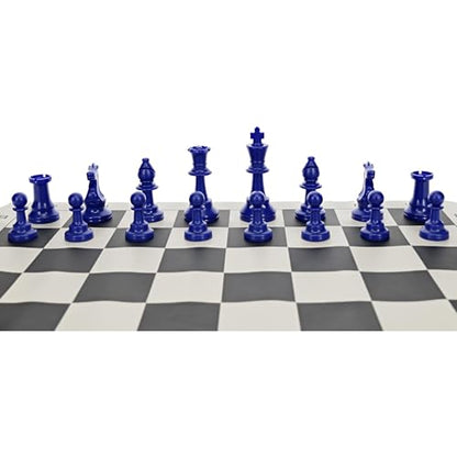 WE Games Color Bright Plastic Staunton Tournament Chess Pieces with 3.75 in. King - Half Chess Set of Chess Pieces Only, Blue - color: Blue