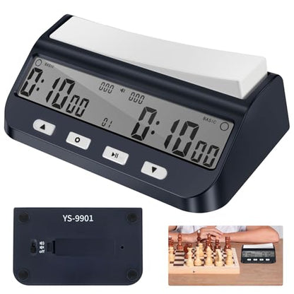 Digital Chess Clock Delay Bonus BYO YOMI and Count Up Multifunctional Portable Chess Timer with Large Button Countdown Time Addition Delay Alarm On/Off Move Counting Memory Setting