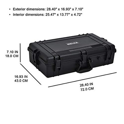 MEIJIA All Weather Waterproof Hard Camera Case,Hard Case with Customizable Fit Foam,Fit Use of Drones,Camera,Equipments,Pistols,Elegant Black (Black, 28.84"x16.92"X7.08") - size: 28.84"x16.92"X7.08"
