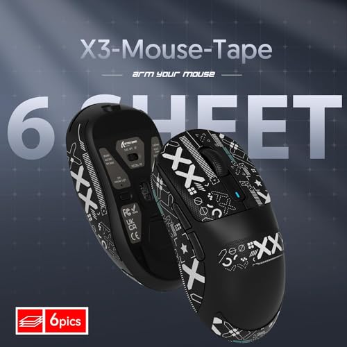 Mouse Anti Slip Grip Tape, Pre-Cut Universal Griptape for Superlight Wireless Gaming Mouse Skins, Sweat Resistant, Elastics Refined Side Grips, Easy to Apply, Ultra-thin 0.5mm (0.02in) - Black - color: Black & White