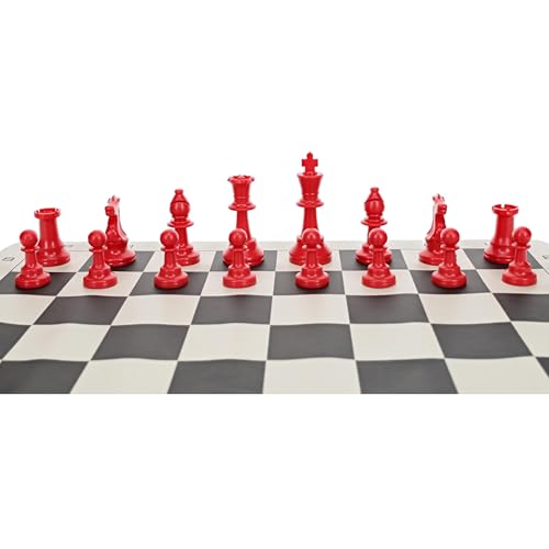 WE Games Color Bright Plastic Staunton Tournament Chess Pieces with 3.75 in. King - Half Chess Set of Chess Pieces Only, Red - color: Red