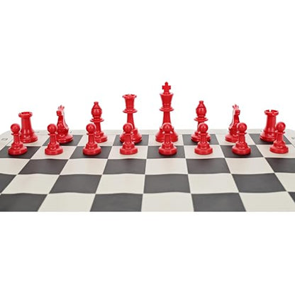 WE Games Color Bright Plastic Staunton Tournament Chess Pieces with 3.75 in. King - Half Chess Set of Chess Pieces Only, Red - color: Red