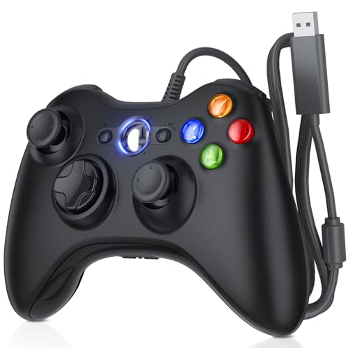 Nonbliep Wired for Xbox Controller Compatible with Wired Controller for Xbox 360 and PC with Dual Vibration/2.5mm Audio Jack Black - color: Black