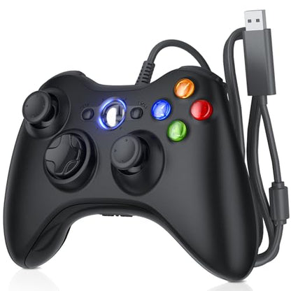 Nonbliep Wired for Xbox Controller Compatible with Wired Controller for Xbox 360 and PC with Dual Vibration/2.5mm Audio Jack Black - color: Black