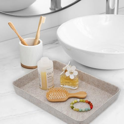 2pc Letter Size Felt File Folder Holder Oatmeal Document Paper Tray - color: Oatmeal